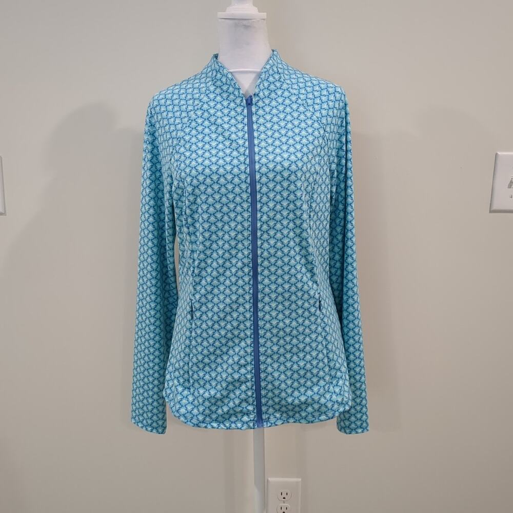 Sigrid Olsen Golf & Tennis Womens Medium Blue Green Zip Jacket Quick Dry